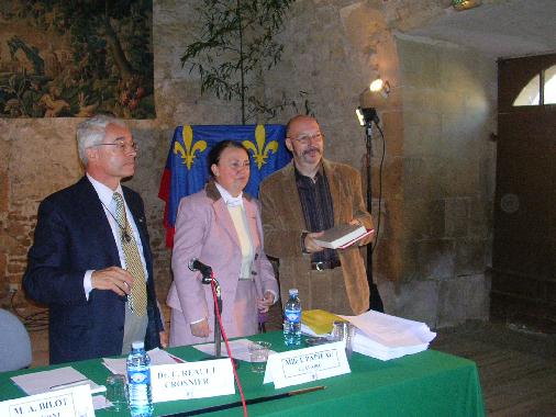 Alain Bilot, prsident de l'Acadmie du Berry, Catherine Rault-Crosnier,  prsidente du prix Saint-Jean Bourdin, et Grard Coulon, laurat 2007.