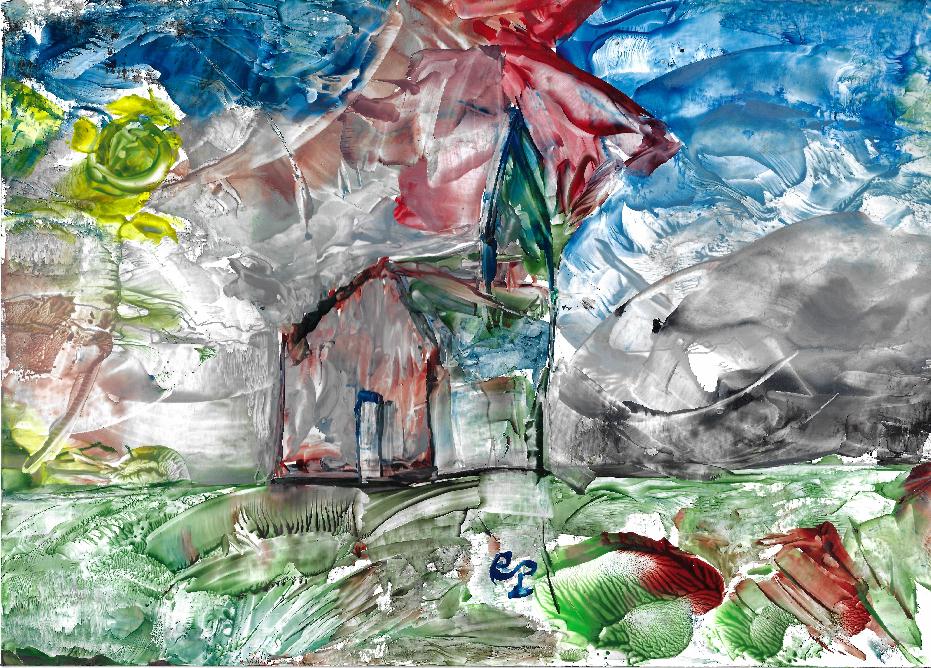 La  vieille �glise de Chitray en peinture � la cire par Catherine R�ault-Crosnier.