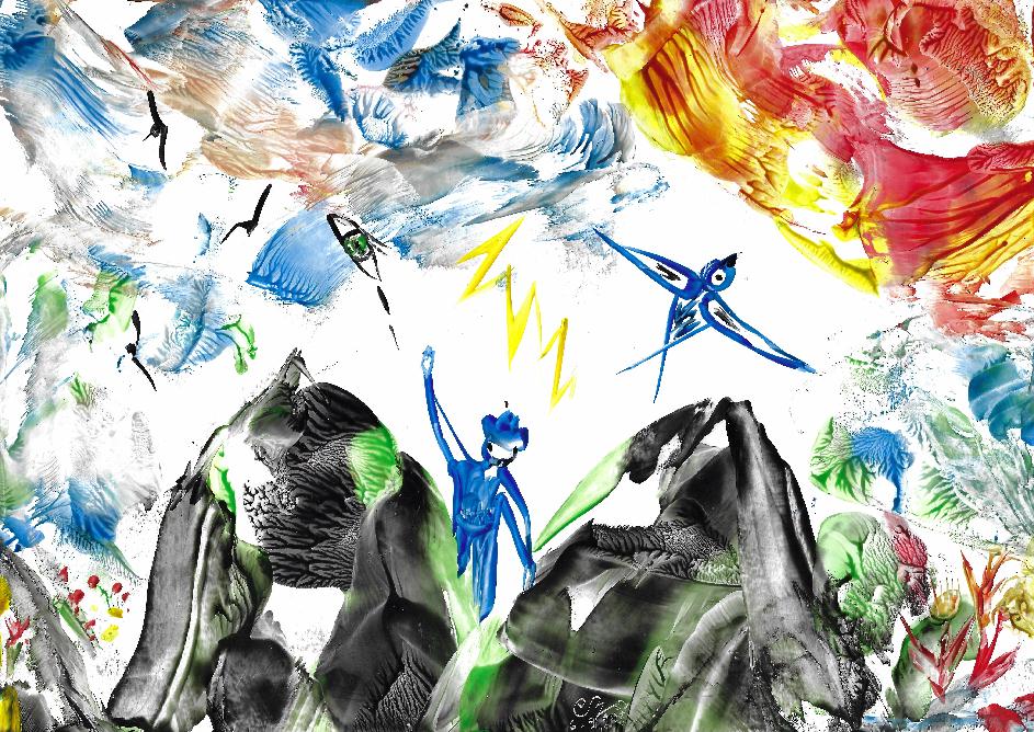 Peinture � la cire de Catherine R�ault-Crosnier illustrant le po�me Le Remords  de Maurice Rollinat.