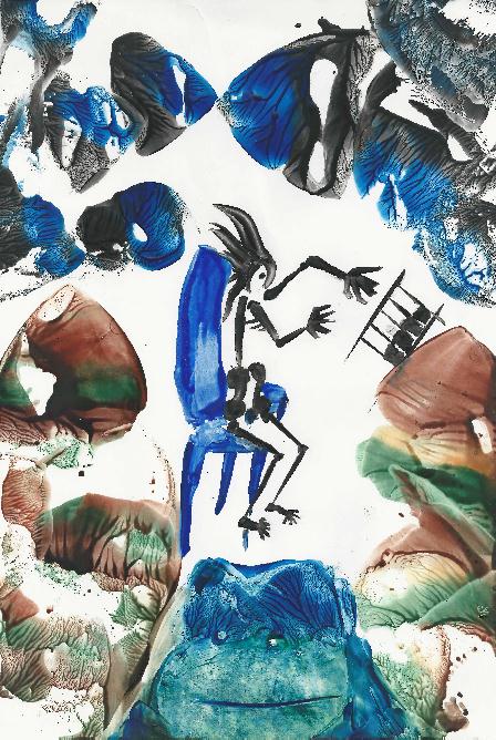 Peinture � la cire de Catherine R�ault-Crosnier illustrant le po�me L'Amante macabre de Maurice Rollinat.