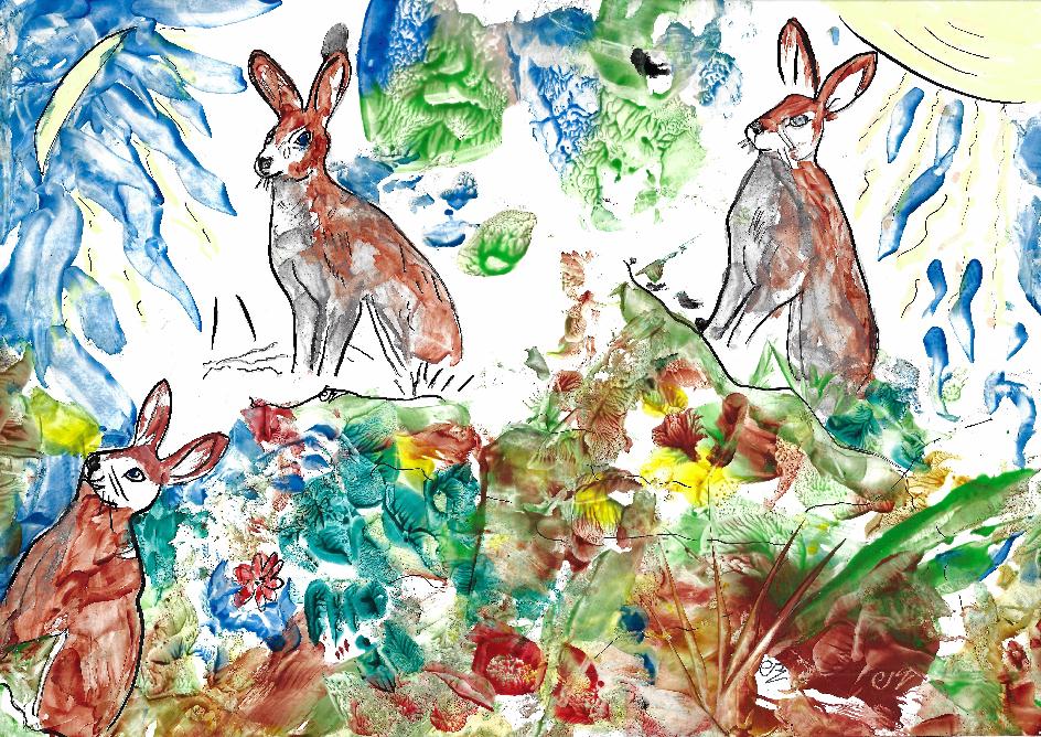 Peinture  la cire de Catherine Rault-Crosnier illustrant le pome Le petit Livre de Maurice Rollinat.