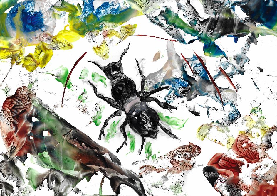 Peinture  la cire de Catherine Rault-Crosnier illustrant le pome La Tonnelle de Maurice Rollinat.