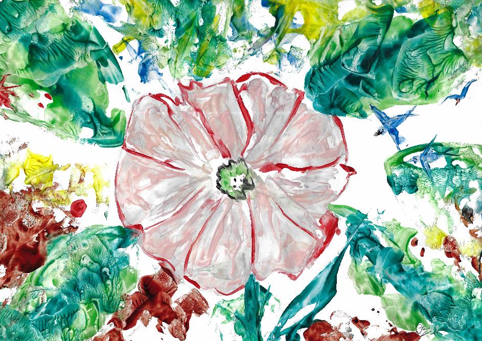 Peinture  la cire de Catherine Rault-Crosnier illustrant le pome Le Liseron de Maurice Rollinat.