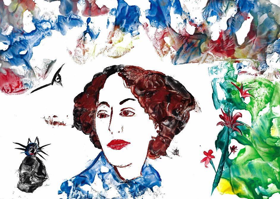 Portrait de George Sand en peinture � la cire par Catherine R�ault-Crosnier.