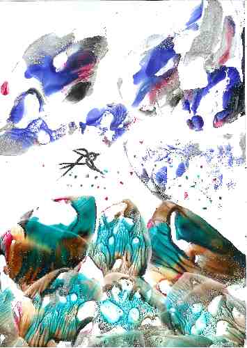 Peinture  la cire de Catherine Rault-Crosnier, illustrant le pome Les feuilles mortes de Maurice Rollinat.