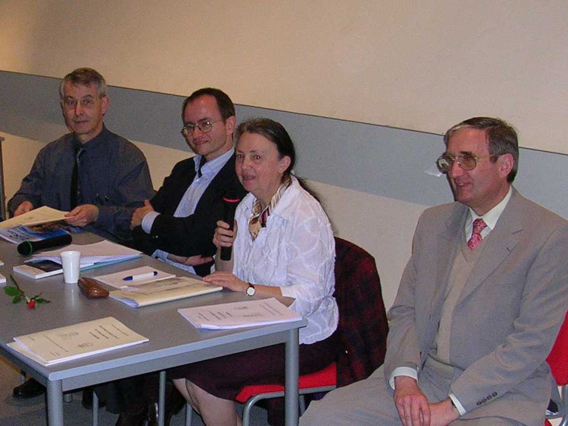 Franois Lemaire, Jean Hautepierre, Catherine Rault-Crosnier et Rgis Crosnier, lors de la confrence Maurice Rollinat et Edgar Poe en posie,  la mdiathque de Chteauroux, le 1er mars 2009.