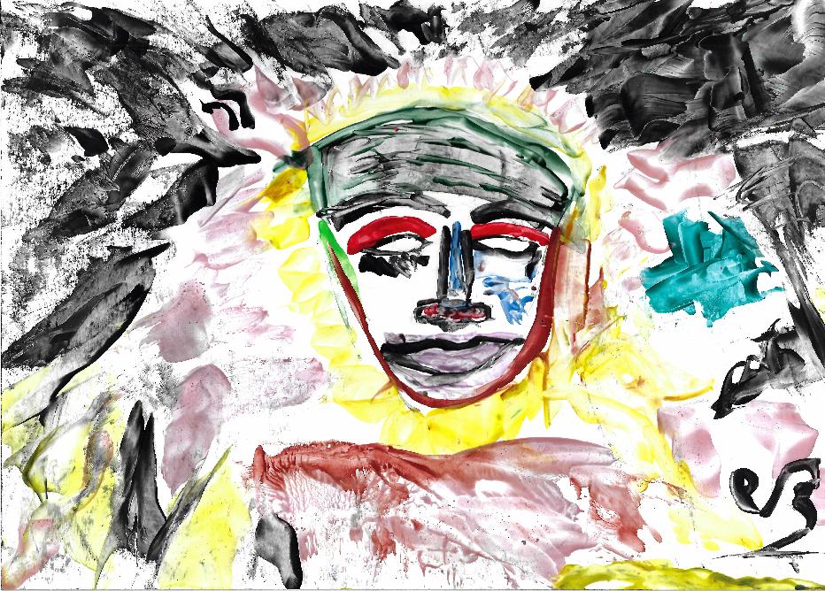Peinture  la cire de Catherine Rault-Crosnier illustrant le pome L'Hypocrisie de Maurice Rollinat.