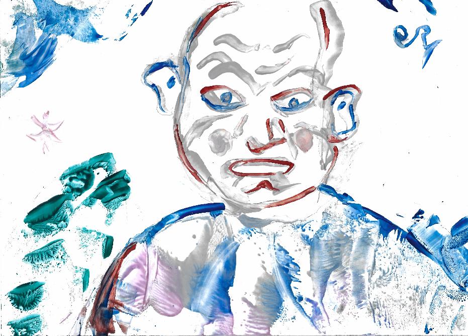 Peinture  la cire de Catherine Rault-Crosnier illustrant le pome La Grimace de Maurice Rollinat.