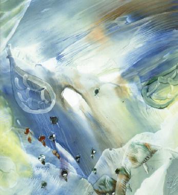 Peinture  la cire de Catherine Rault-Crosnier intitule Souffle dun ange.