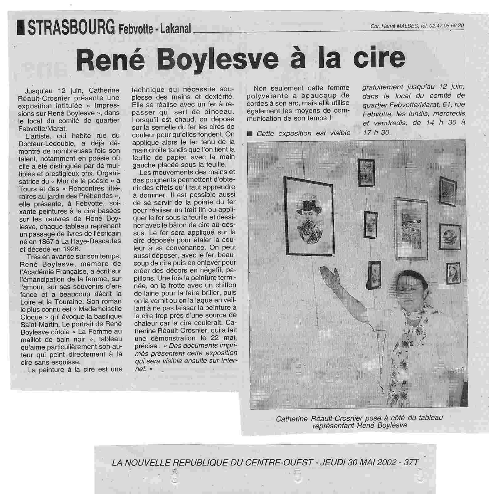 Article sign Herv Malbec, paru dans la Nouvelle Rpublique du Centre-Ouest du 30 mai 2002.