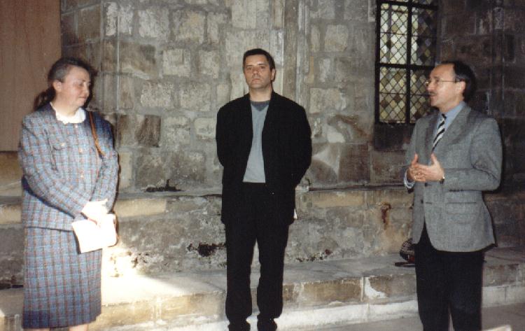 Inauguration du "Mur de posie de Tours" 2000 - De gauche  droite : Catherine RAULT-CROSNIER, Jean-Pierre TOLOCHARD et Dominique SCHMITT
