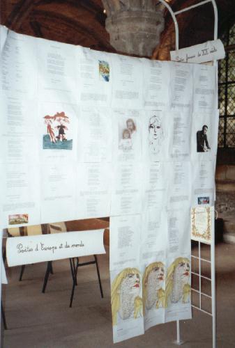 Panneau des potes d'Europe et du monde expos au Mur de posie de Toours 2000.