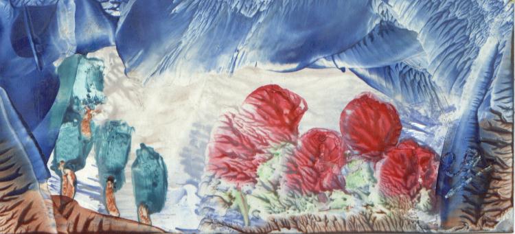 Peinture  la cire de Catherine RAULT-CROSNIER illustrant le pome PITAPHE de Georges SEFERIS.
