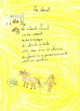 Pome LE CHEVAL de Brnice MOREAU, expos au Mur de posie de Tours 2001.