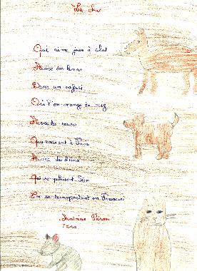 Pome LE CHAT d'Antoine PRON, expos au Mur de posie de Tours 2001.