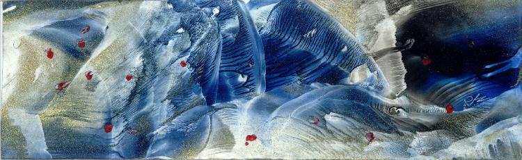 Peinture  la cire de Catherine RAULT-CROSNIER, illustrant le pome BLUES NOIR de Jrme TOVIGNON CARLOS.