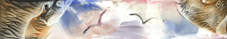 Peinture  la cire de Catherine RAULT-CROSNIER, illustrant le pome D'UN ASTRE  L'AUTRE d'Olivier MARCHAND.