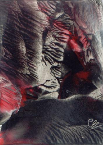 Peinture  la cire de Catherine RAULT-CROSNIER illustrant le pome NOUS NOUS SOMMES REVUS de Henry BARBUSSE.