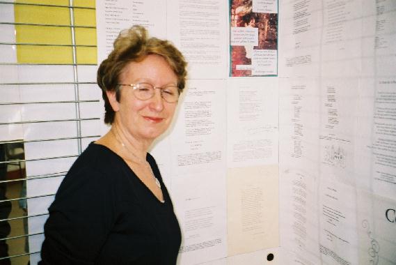 Patricia CHAUVIN-GLONNEAU au "Mur de posie de Tours" 2002.