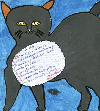 Dessin de Bndicte GLORIA, illustrant son pome "Le chat".