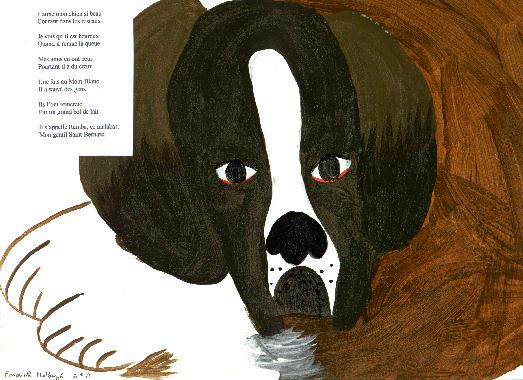 Dessin d'Anouch MALAIZ, illustrant son pome "Mon chien".