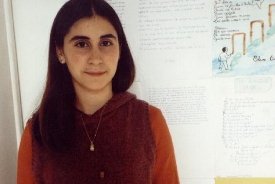 Magali L. au "Mur de posie de Tours" 2002.