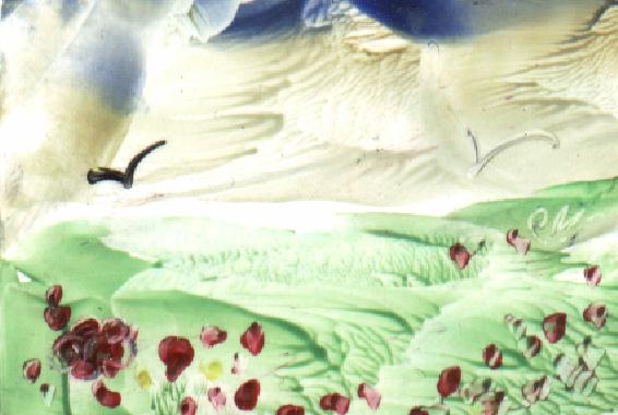 Peinture  la cire de Catherine RAULT-CROSNIER illustrant le pome PREMIER SOURIRE DE PRINTEMPS de Thophile GAUTIER.