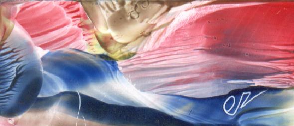 Peinture  la cire de Catherine RAULT-CROSNIER illustrant le pome ADIEU  LA MEUSE de Charles PGUY.