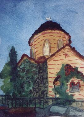 "glise", aquarelle de David KNZLER.