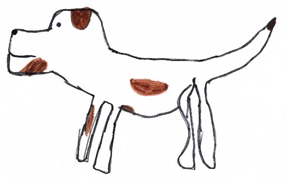 Dessin de Laura MICHENE illustrant son pome "Les chiens".