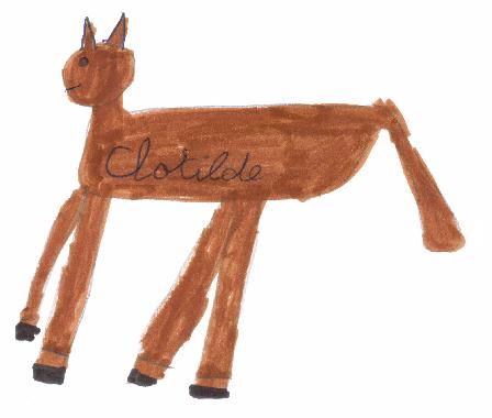 Dessin de Clothilde ROUSSEAU illustrant son pome "Le cheval".