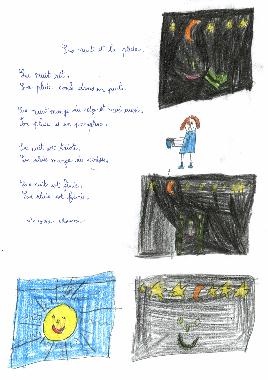 "La nuit et la pluie", pome et dessins de Margaux CHAUVIER.