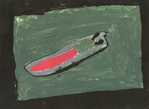 Peinture de Charley MARTIN illustrant son pome "La limace".