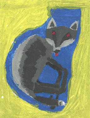 Peinture de Julien PPIN illustrant son pome "Le loup".