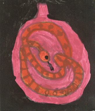 Peinture d'Aurlia RUIZ illustrant son pome "Le serpent".