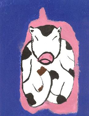Peinture de Marie VIGNON illustrant son pome "La vache".