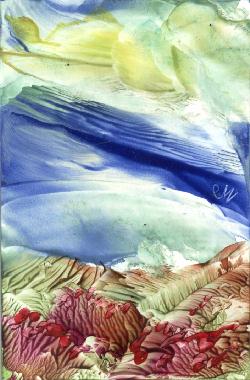 Peinture  la cire de Catherine RAULT-CROSNIER, illustrant le pome LE PORTRAIT de Lopold-Sdar SENGHOR.