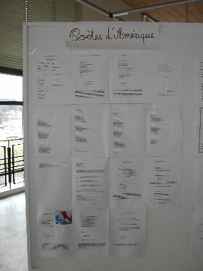 Panneau des potes d'Amrique exposs au "Mur de posie de Tours" 2003.