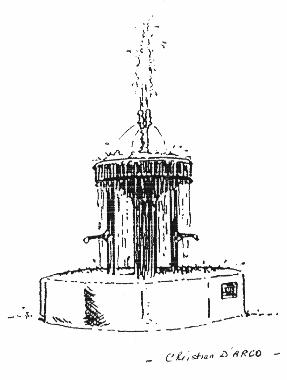 Dessin de Christian D'ARCO illustrant son pome LA FONTAINE DU TEMPS.