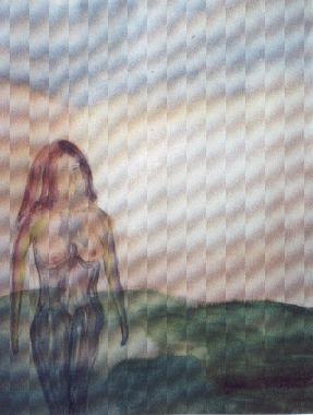 Peinture n 4 de David KNZLER, illustrant son pome CLIN D'IL ET TERNIT.