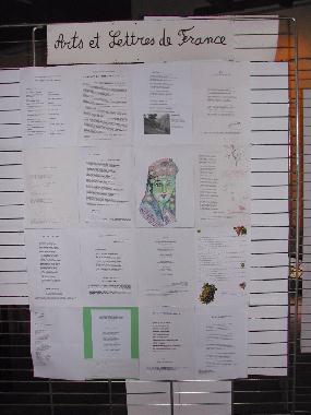 Panneau des membres de l'association Arts et Lettres de France, expos au Mur de posie de Tours 2005.