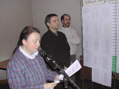 Inauguration du "Mur de posie de Tours" 2005 - Prsentation de l'exposition par Catherine RAULT-CROSNIER, organisatrice.