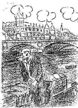 Dessin de Gaby PRONNET, illustrant son pome LE MENDIANT.