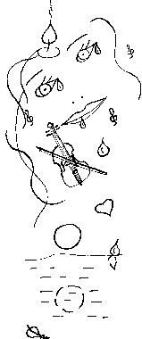 Dessin  l'encre de Chine de Catherine RAULT-CROSNIER, illustrant le pome VIOLON d'Annie SPILLEBOUT.