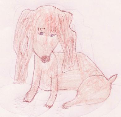 Dessin de Sacha R. illustrant son pome MA CHIENNE.