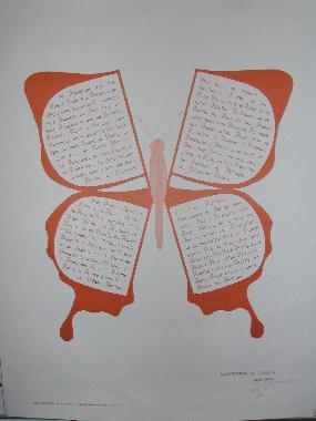 Pome SCRIPTOFORME DU PAPILLON de Michel BEAU, expos au Mur de posie de Tours 2006.