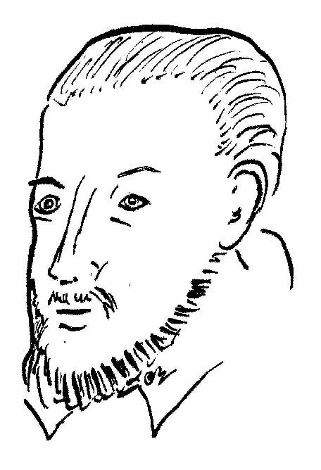 Portrait de Joachim du Bellay g d'aprs Jean Cousin - Encre de Chine de Catherine Rault-Crosnier.