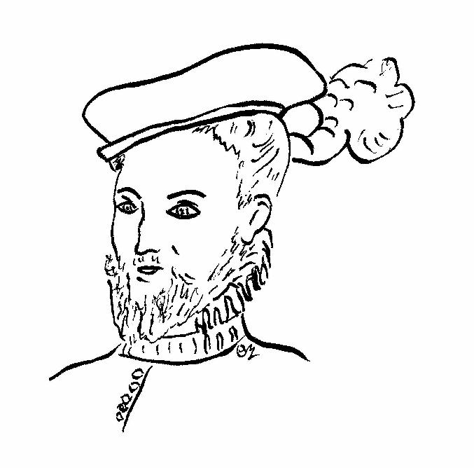 Portrait de Joachim du Bellay, gentilhomme angevin - Encre de Chine de Catherine Réault-Crosnier.