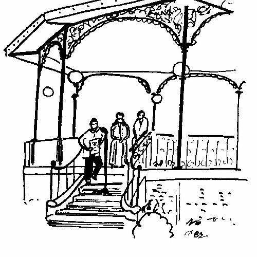 Kiosque  musique du jardin des Prbendes dessin  l'encre de Chine par Catherine Rault-Crosnier.