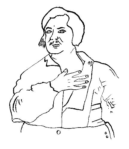 Portrait d'Honor de Balzac, encre de Chine de Catherine Rault-Crosnier.